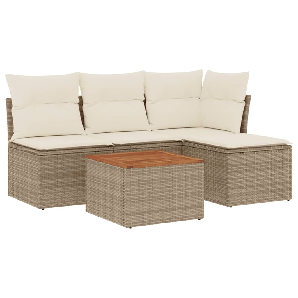 vidaXL Salon de jardin avec coussins 5 pcs beige résine tressée