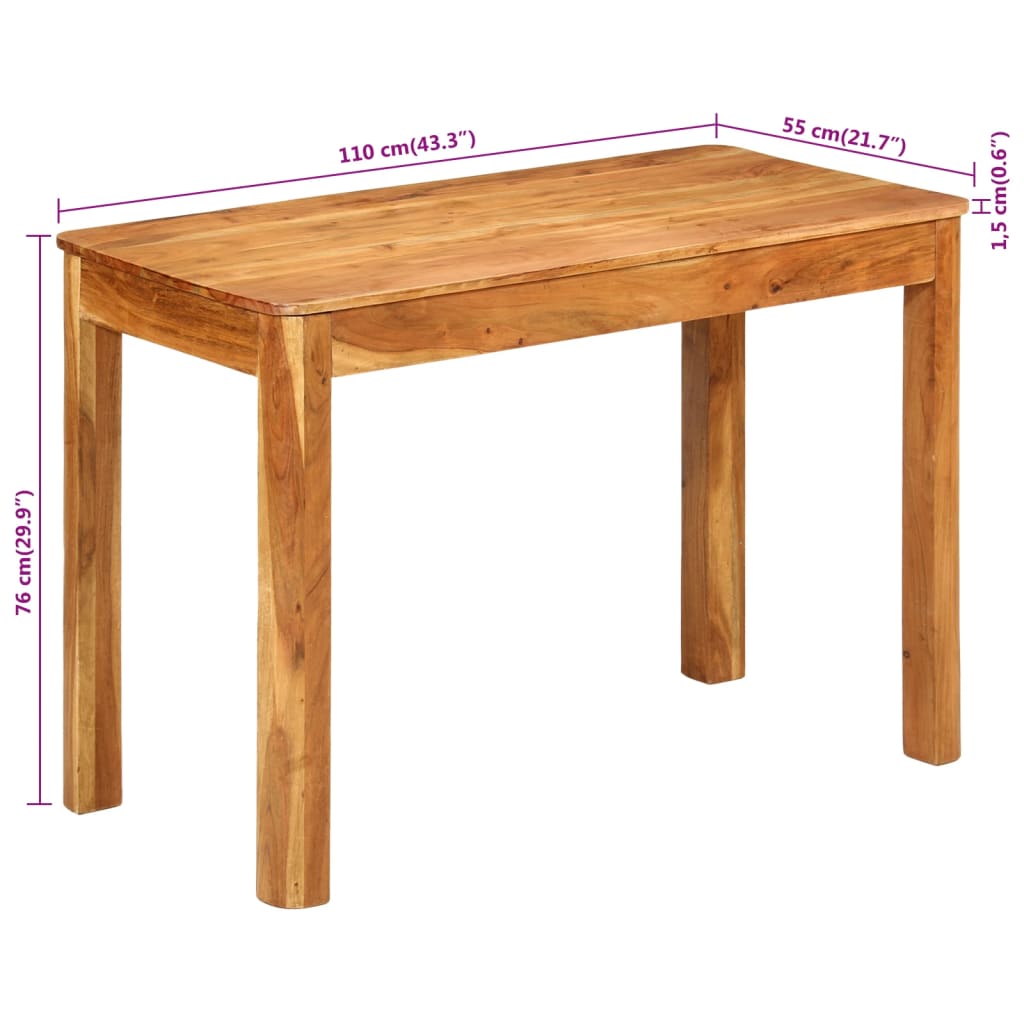 vidaXL Table à manger 110x55x76 cm bois d'acacia massif