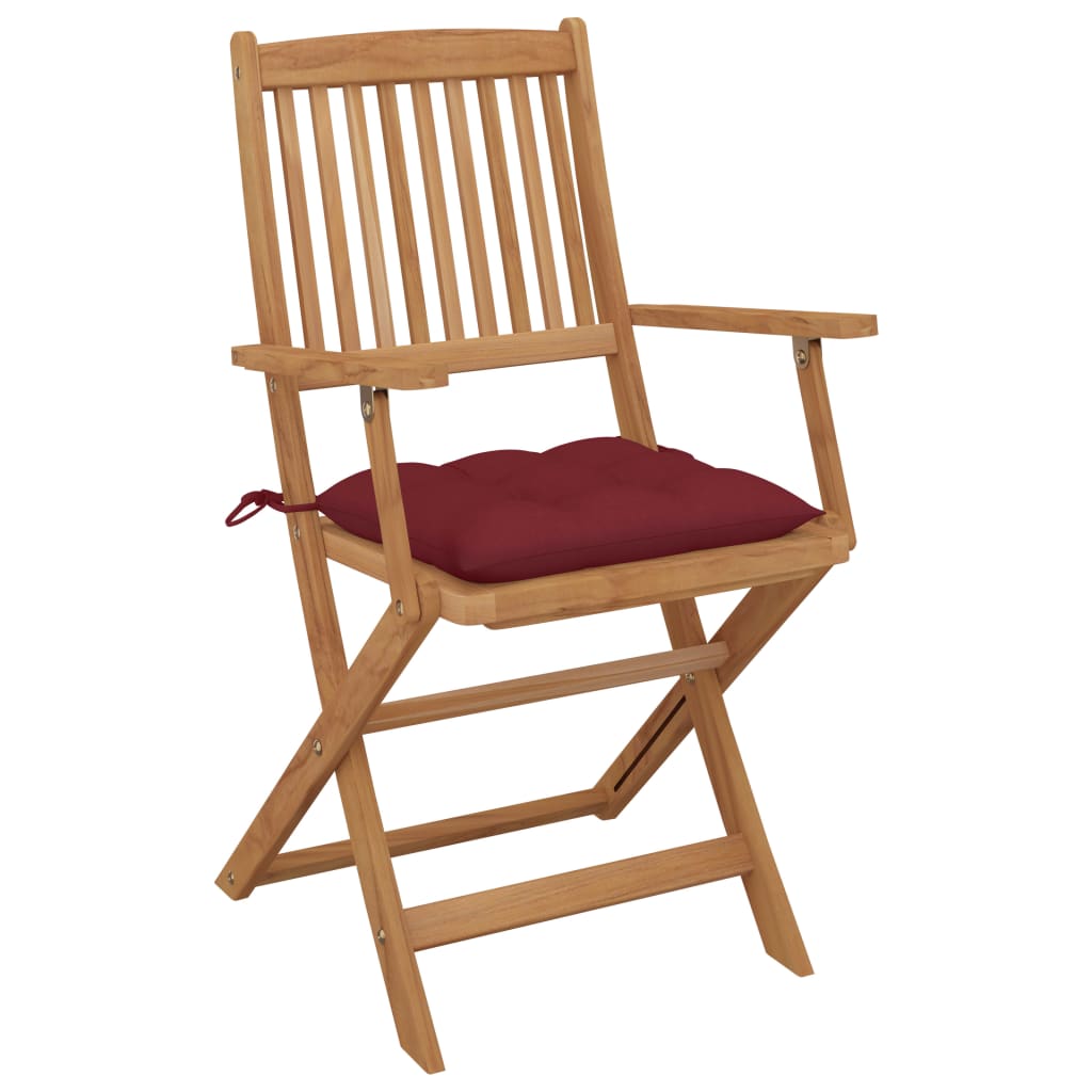 vidaXL Chaises pliables de jardin lot de 2 avec coussins Bois d'acacia