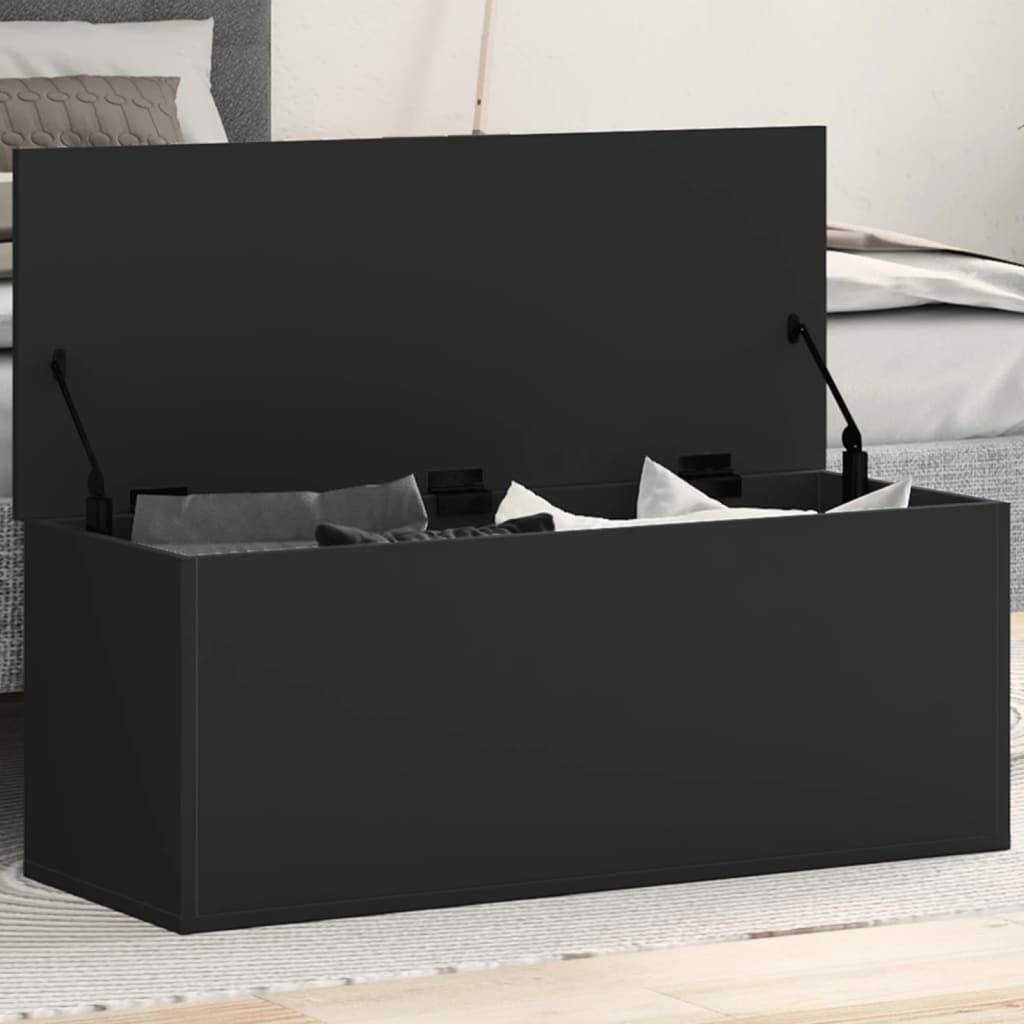 vidaXL Boîte de rangement noir 90x35x35 cm bois d'ingénierie