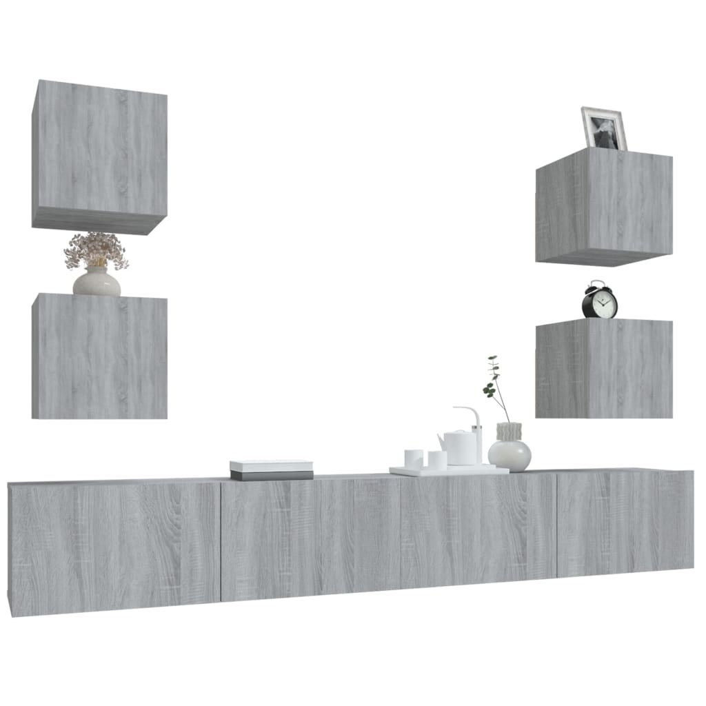 vidaXL Ensemble de meubles TV 6 pcs Sonoma gris Bois d'ingénierie