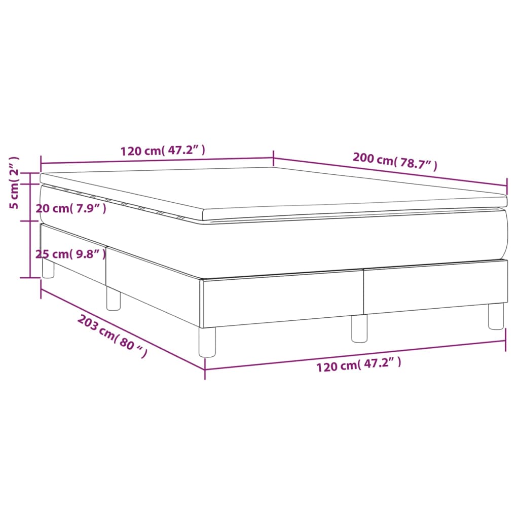 vidaXL Sommier à lattes de lit et matelas Gris clair 120x200cm Velours