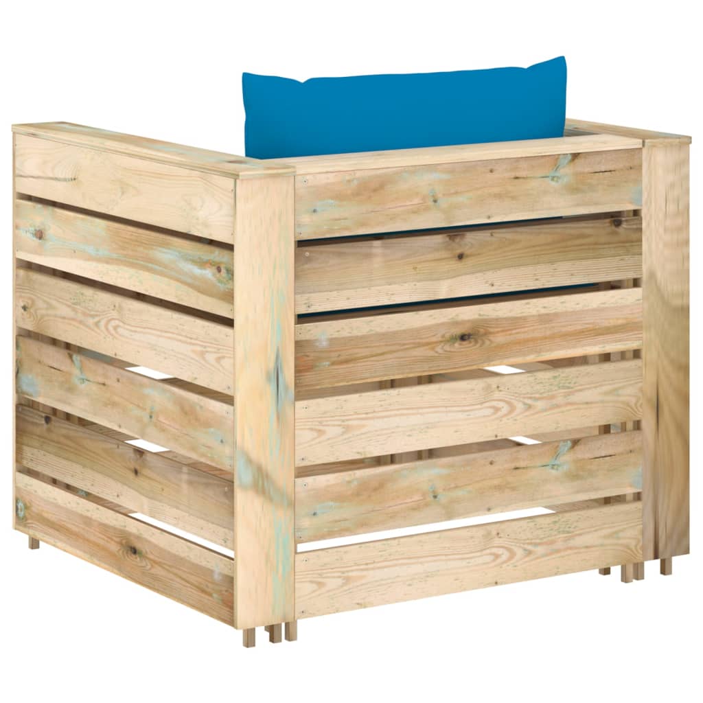 vidaXL Salon de jardin 2 pcs avec coussins Bois imprégné de vert