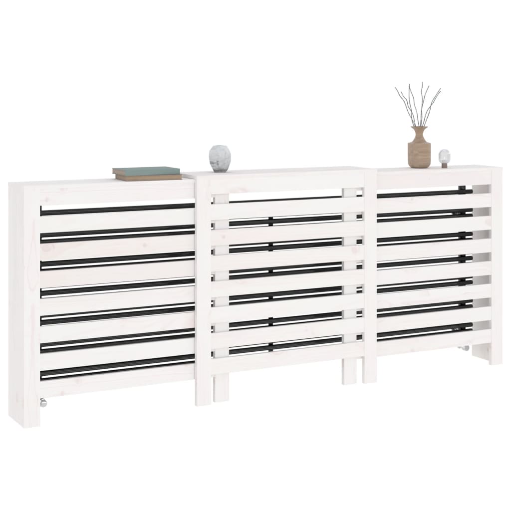 vidaXL Cache-radiateur Blanc 210x21x85 cm Bois massif de pin