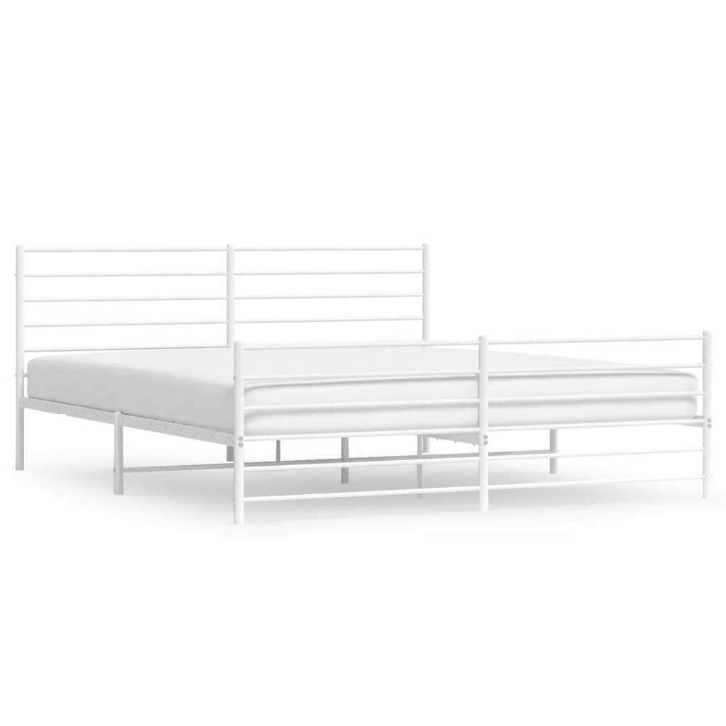 vidaXL Cadre de lit métal sans matelas et pied de lit blanc 193x203 cm