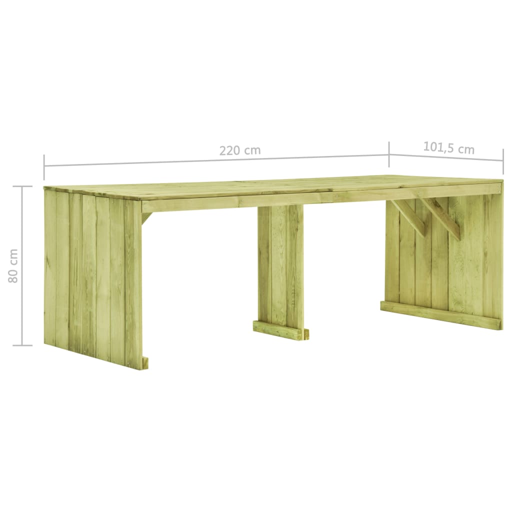 vidaXL Table de jardin 220x101,5x80 cm Bois de pin imprégné