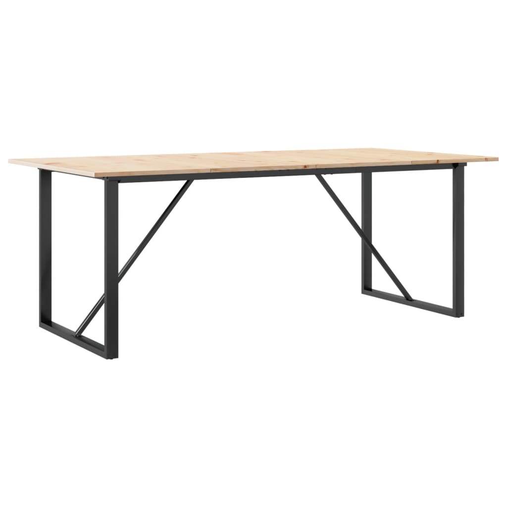 vidaXL Table à manger cadre en O 200x100x75cm bois de pin massif fonte