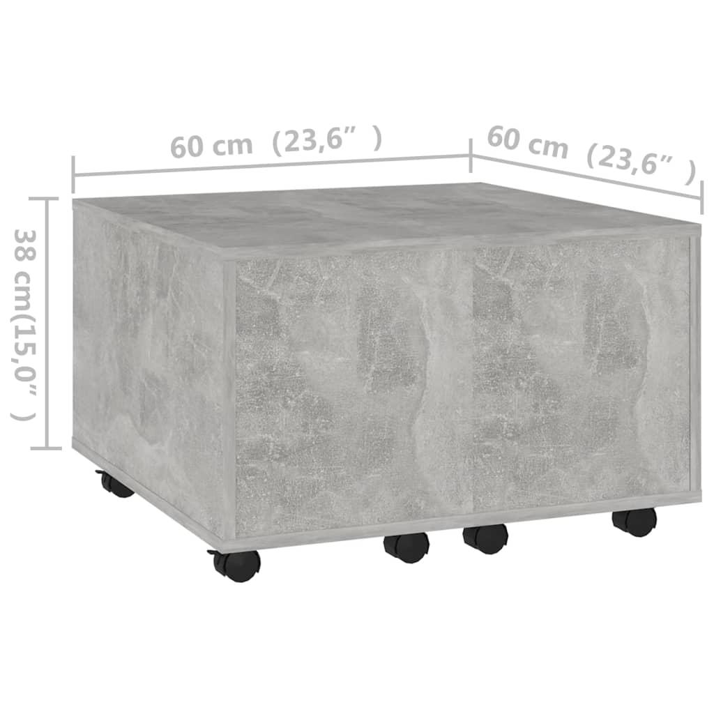 vidaXL Table basse gris béton 60x60x38 cm bois d'ingénierie