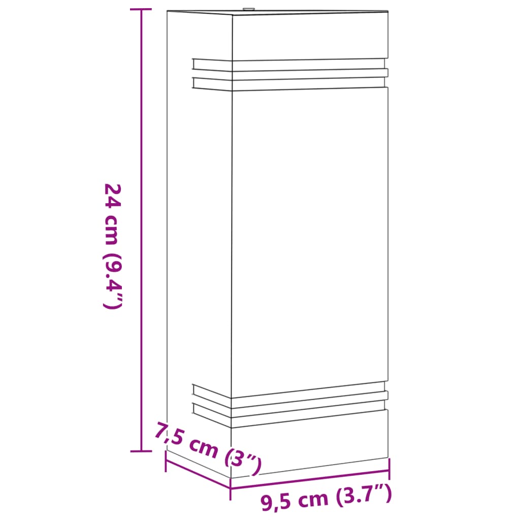 vidaXL Applique murale d'extérieur noir acier inoxydable