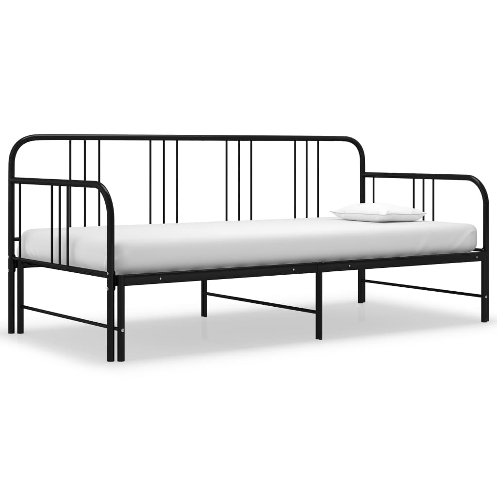 vidaXL Cadre de canapé-lit extensible Noir Métal 90x200 cm
