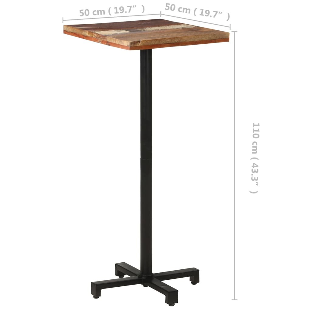 vidaXL Table de bistro Carrée 50x50x110 cm Bois de récupération massif