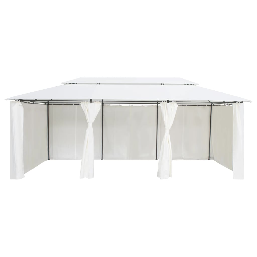 vidaXL Belvédère avec rideaux 600x298x270 cm Blanc 180 g/m²