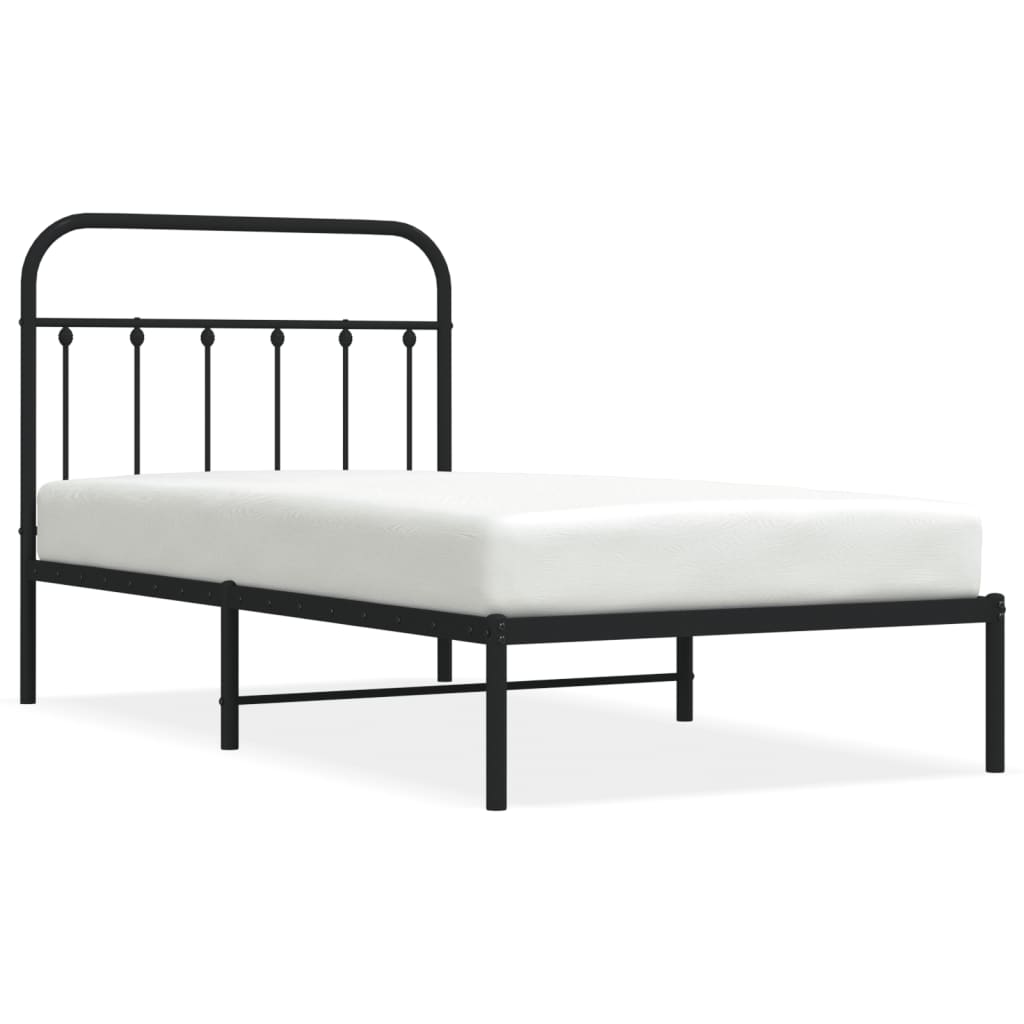 vidaXL Cadre de lit métal sans matelas avec tête de lit noir 100x190cm