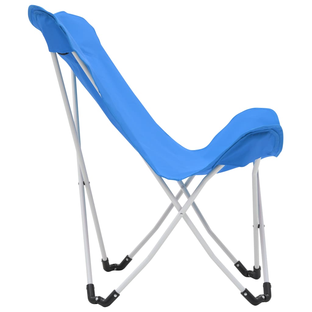 vidaXL Chaise de camping pliable Forme de papillon 2 pcs Bleu