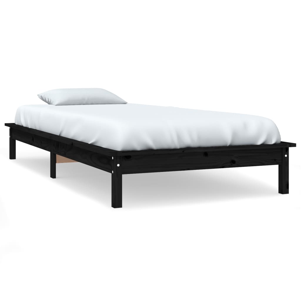 vidaXL Cadre de lit noir 90x190 cm simple bois de pin massif