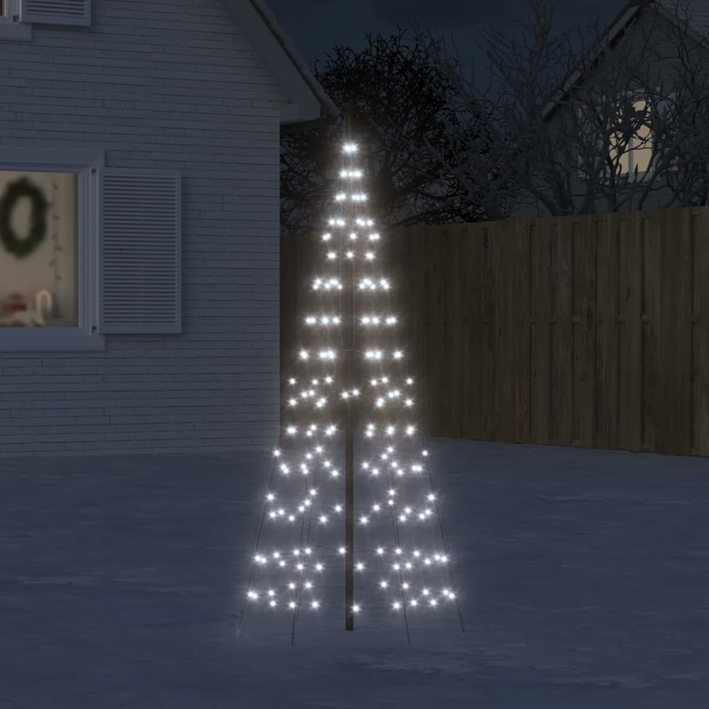 vidaXL Arbre de Noël lumineux sur mât de drapeau 200 LED blanc 180 cm