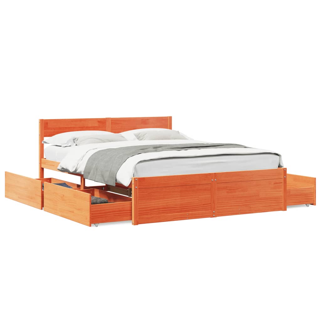 vidaXL Cadre de lit sans matelas cire marron 160x200cm bois pin massif