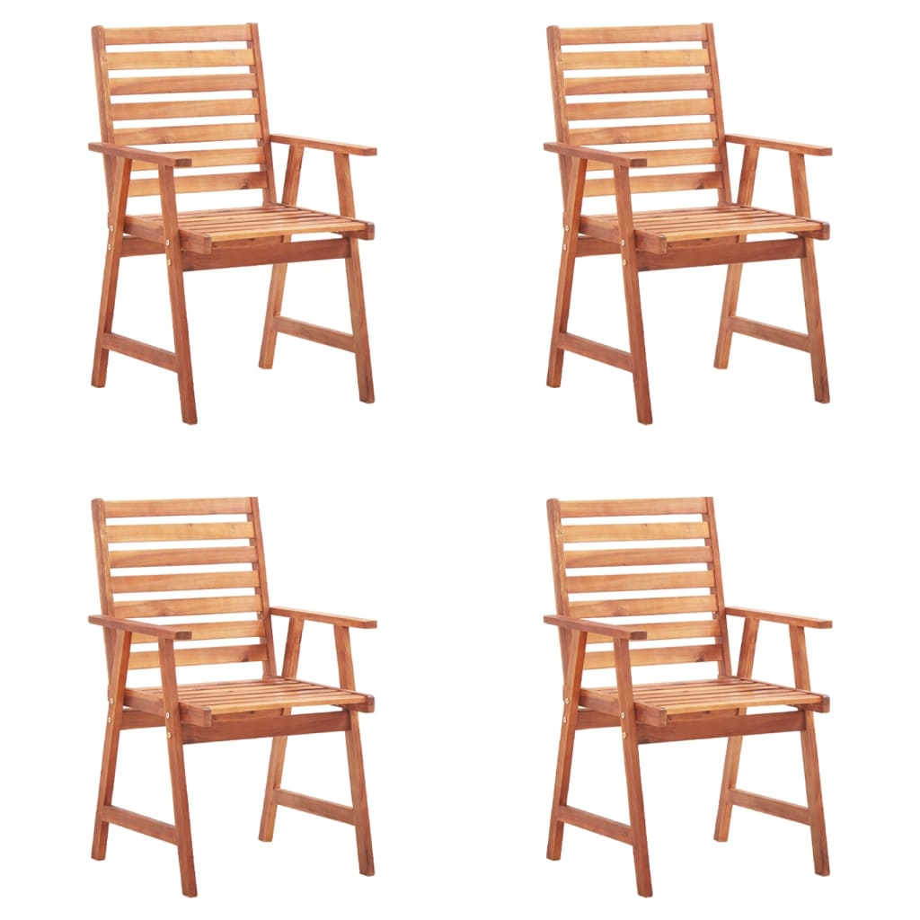 vidaXL Chaises à dîner d'extérieur 4 pcs avec coussins Acacia massif