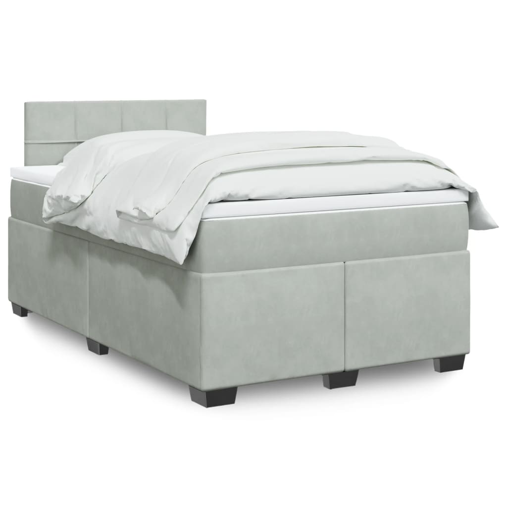 vidaXL Sommier à lattes de lit et matelas gris clair 120x190cm velours