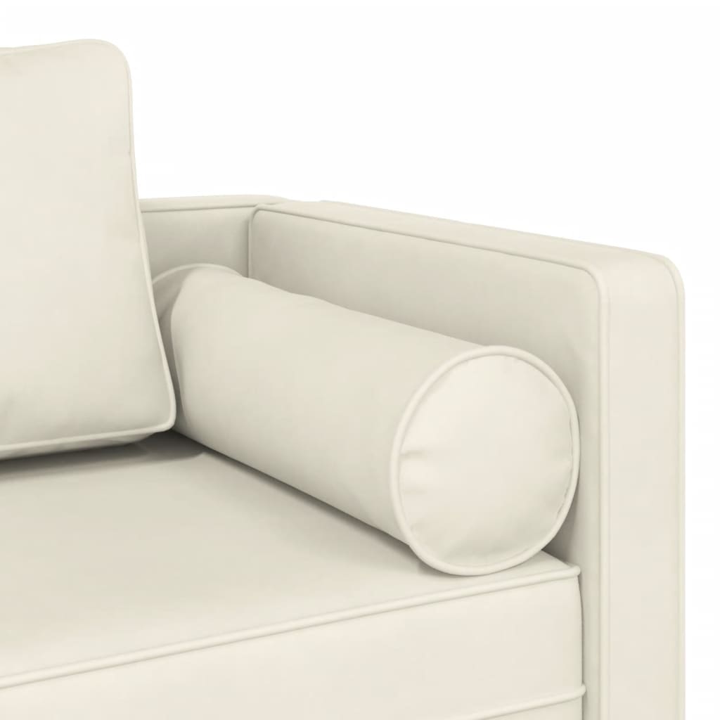 vidaXL Chaise longue avec coussins crème velours