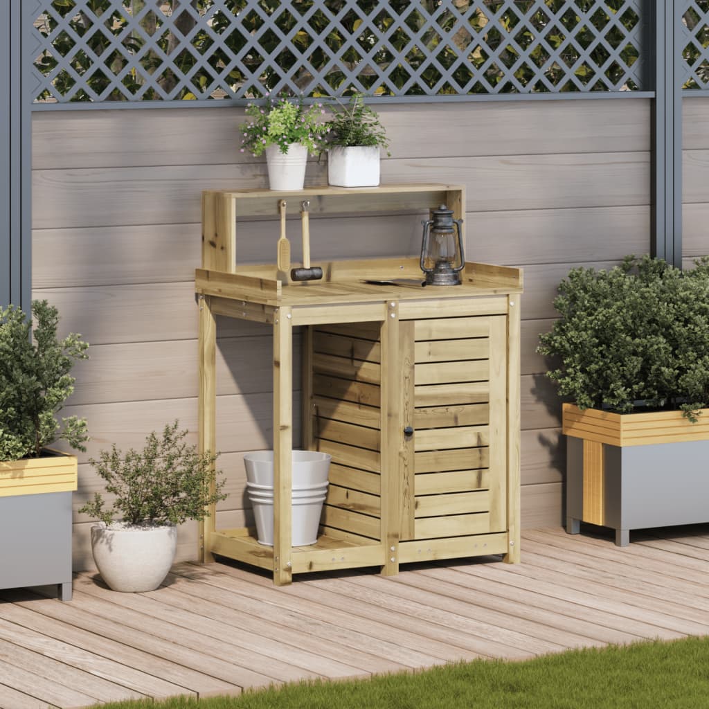 vidaXL Table de rempotage avec étagères bois de pin imprégné