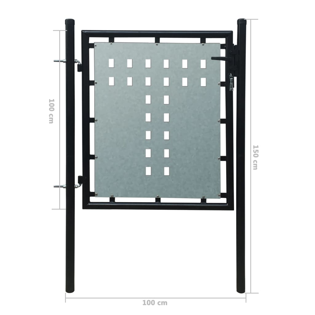 vidaXL Portail simple de clôture Noir 100x150 cm