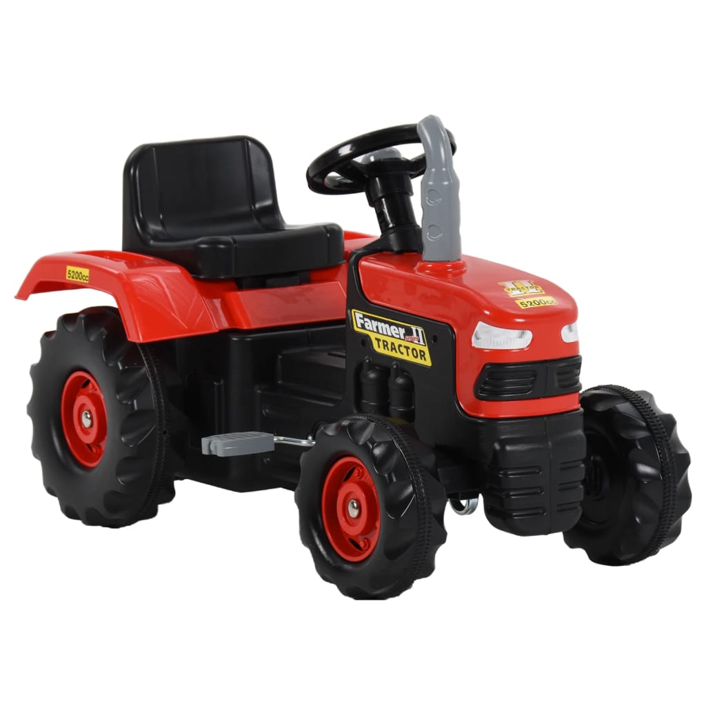 Homcom - Tracteur à pédales tractopelle double avec remorque pelle et  rateau jeu de plein air enfants 3 à 6 ans rouge noir