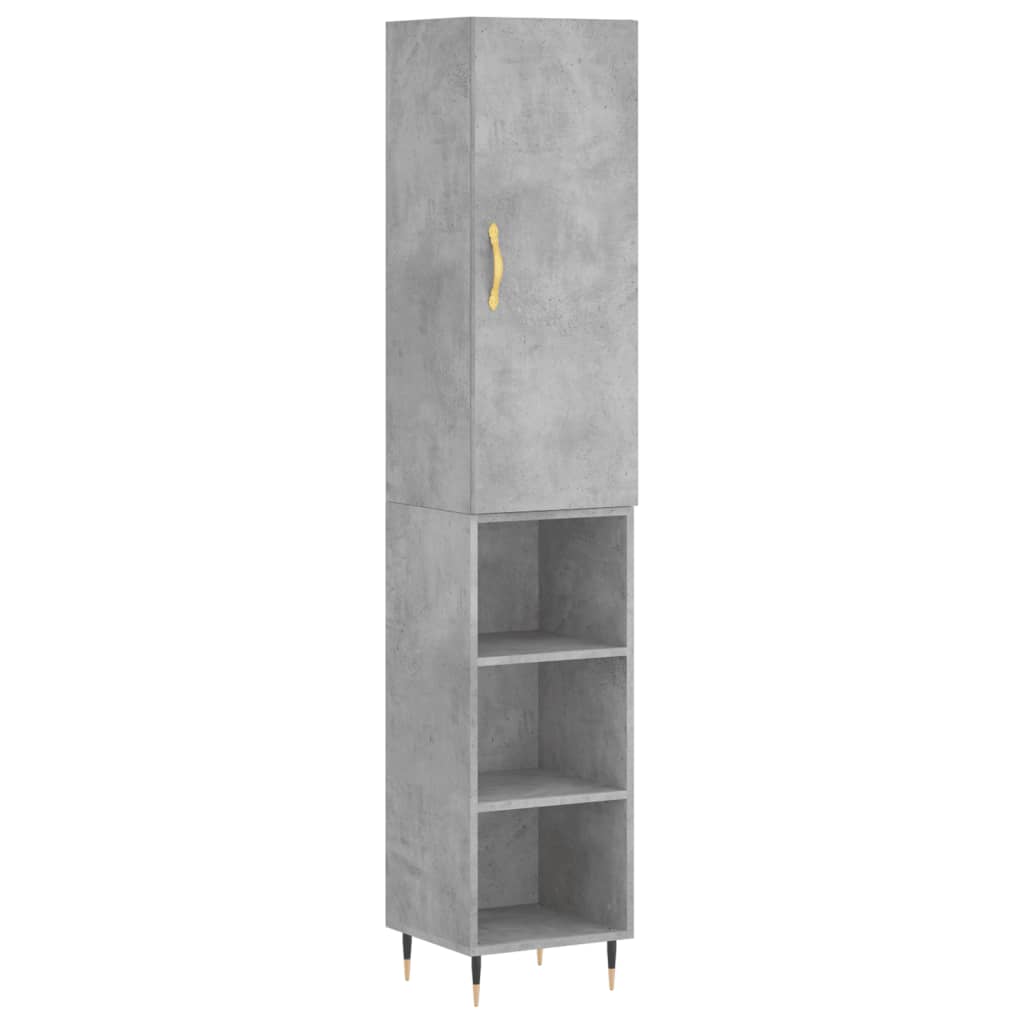 vidaXL Buffet haut Gris béton 34,5x34x180 cm Bois d'ingénierie