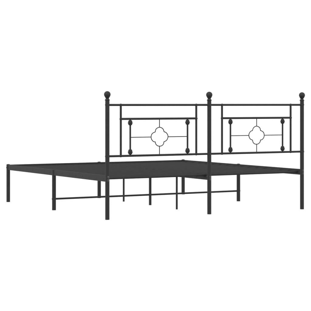 vidaXL Cadre de lit métal sans matelas avec tête de lit noir 183x213cm