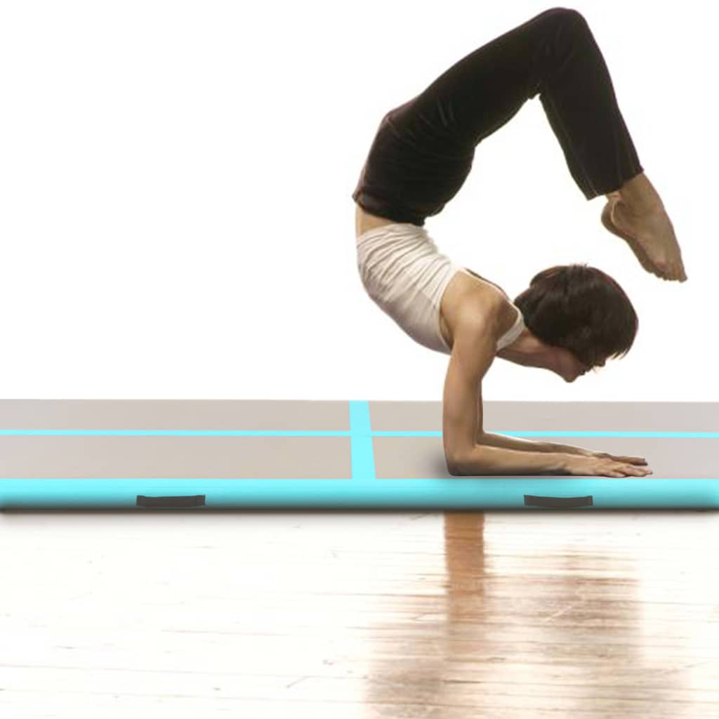 vidaXL Tapis gonflable de gymnastique avec pompe 400x100x10cm PVC Vert