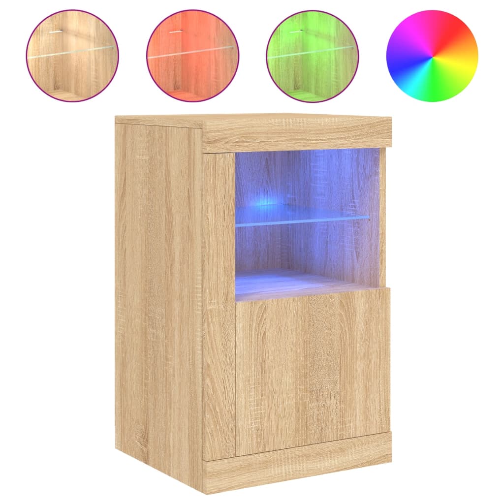 vidaXL Armoire latérale avec lumières LED chêne sonoma