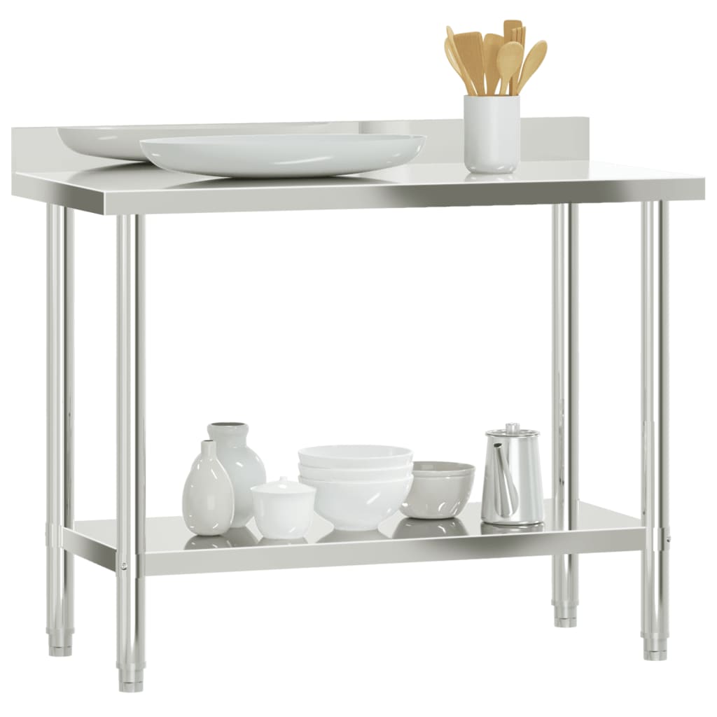 vidaXL Table de travail de cuisine avec dosseret 110x55x93 cm inox