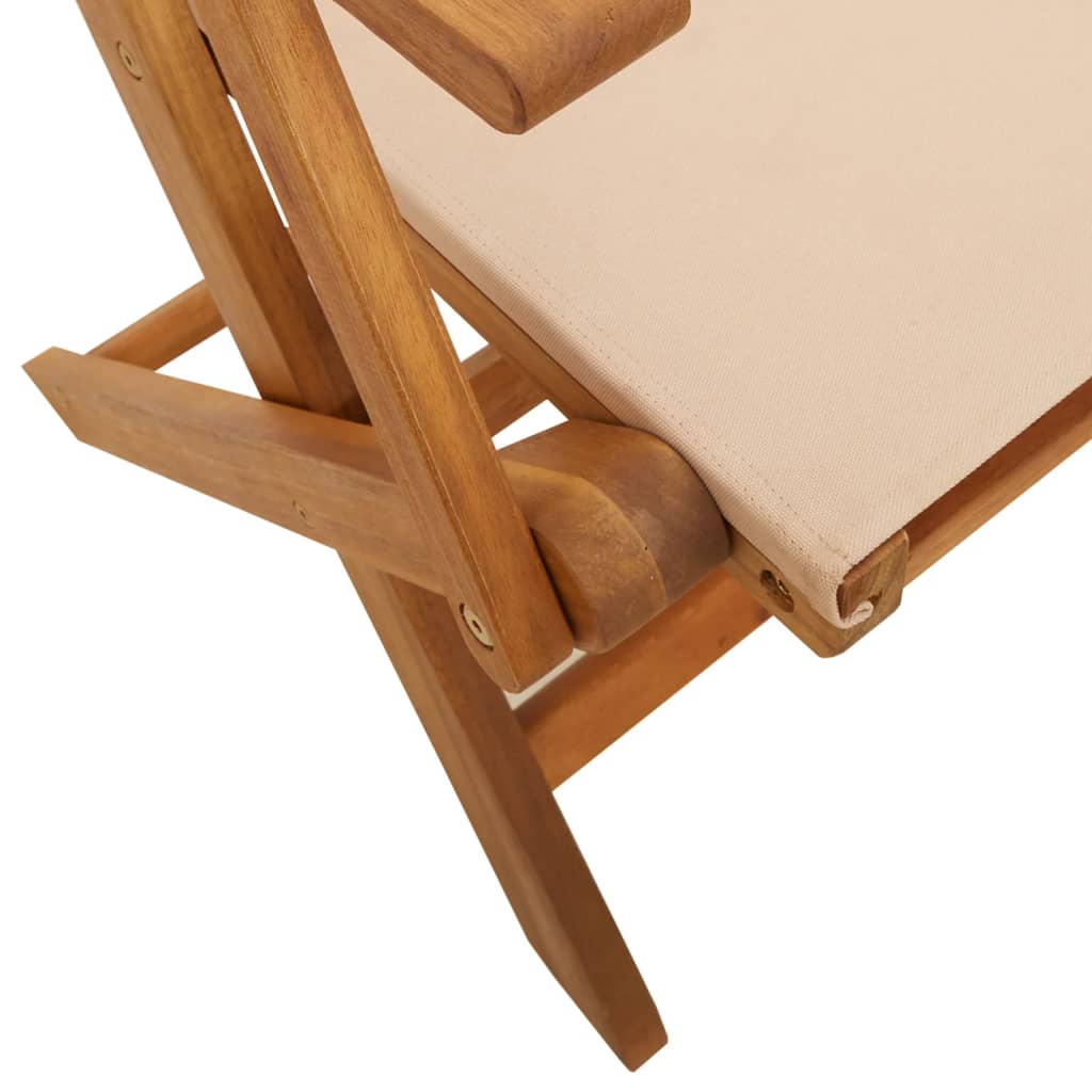 vidaXL Chaises de jardin lot de 2 beige bois d'acacia massif et tissu