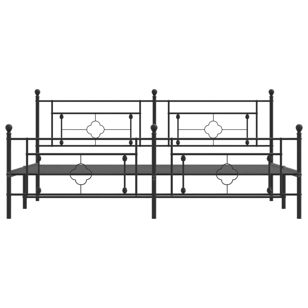 vidaXL Cadre de lit métal sans matelas avec pied de lit noir 193x203cm