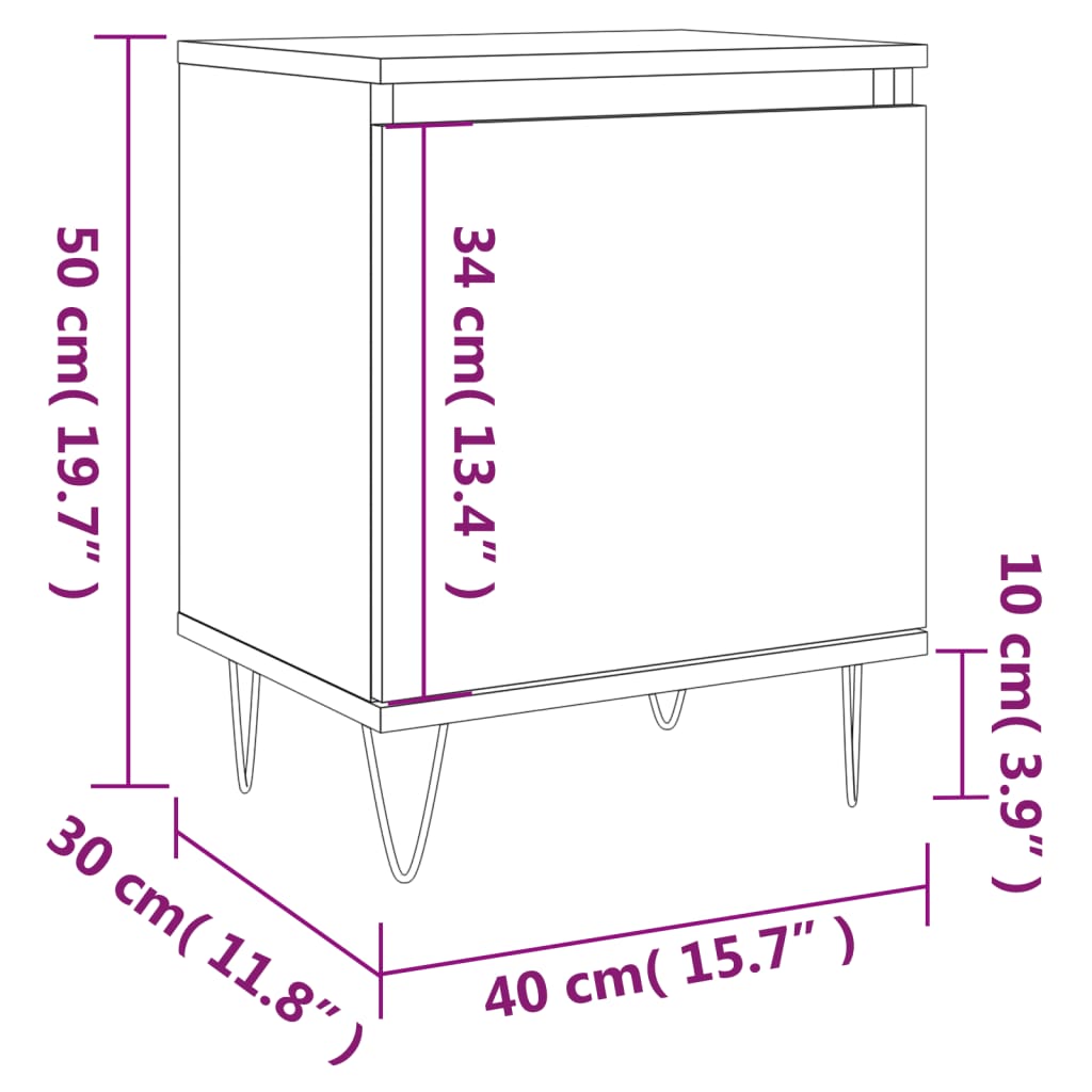 vidaXL Table de chevet blanc 40x30x50 cm bois d’ingénierie