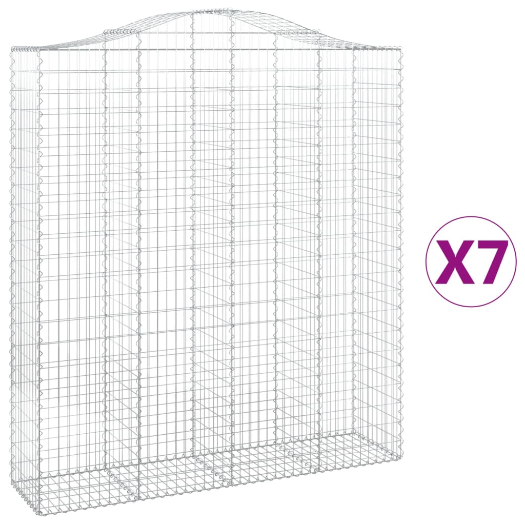 vidaXL Paniers à gabions arqués 7 pcs 200x50x220/240 cm Fer galvanisé