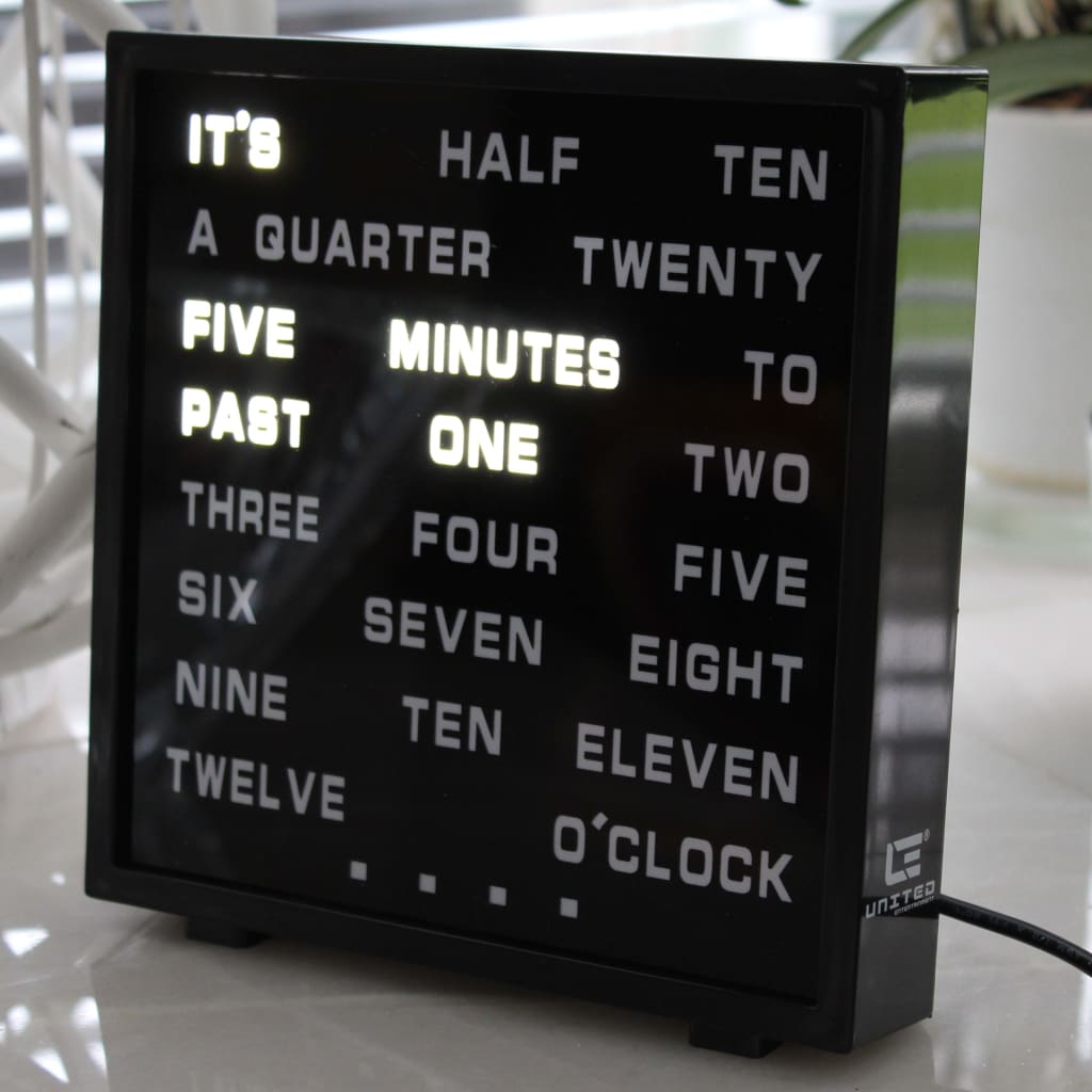United Entertainment Horloge à mots anglais à LED 16,5x17 cm