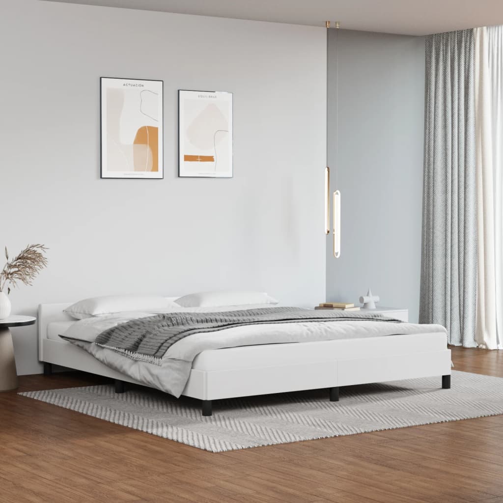 vidaXL Cadre de lit avec tête de lit Blanc 180x200 cm Similicuir