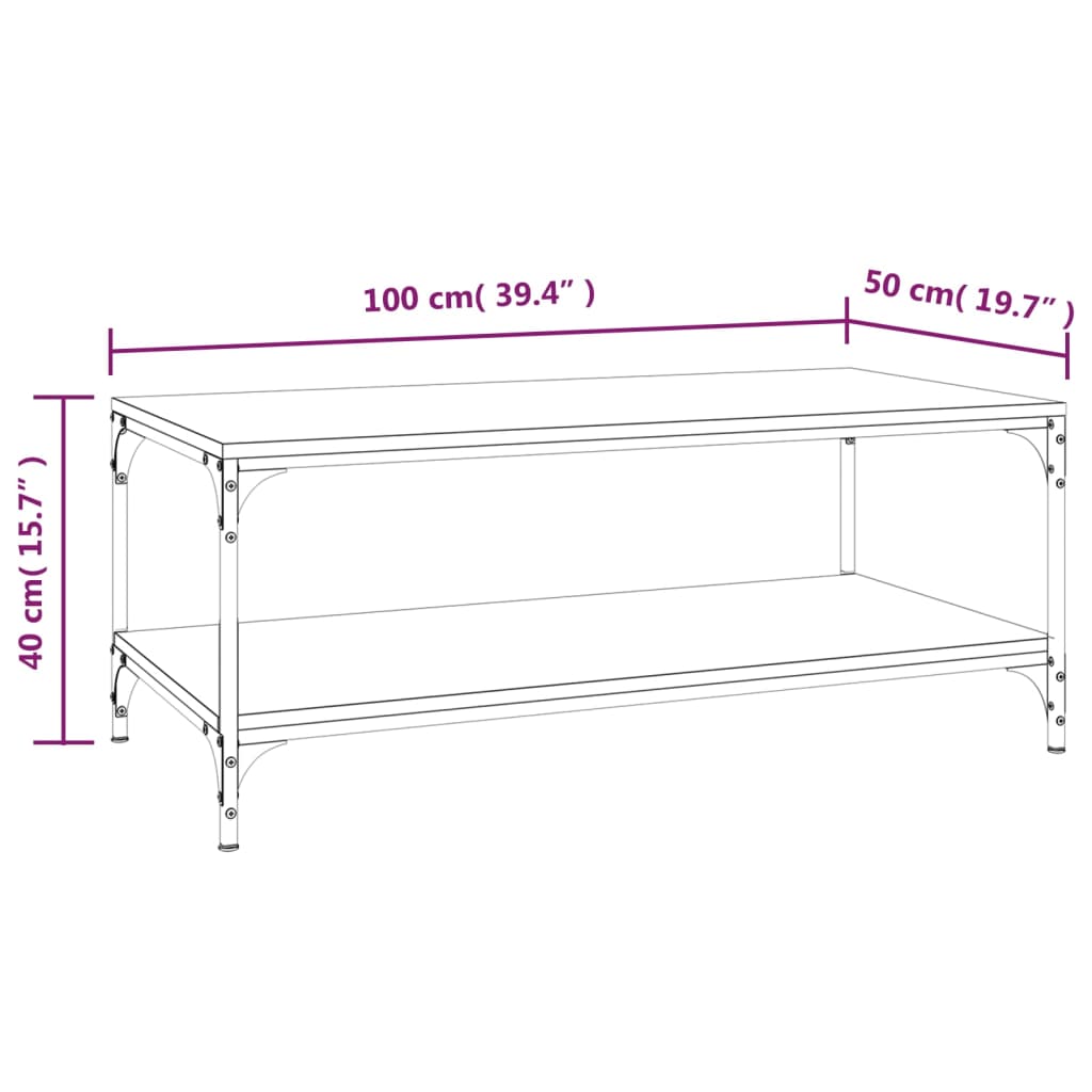 vidaXL Table basse Chêne fumé 100x50x40 cm Bois d'ingénierie