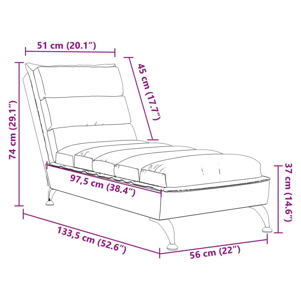 vidaXL Chaise longue avec coussins gris clair tissu