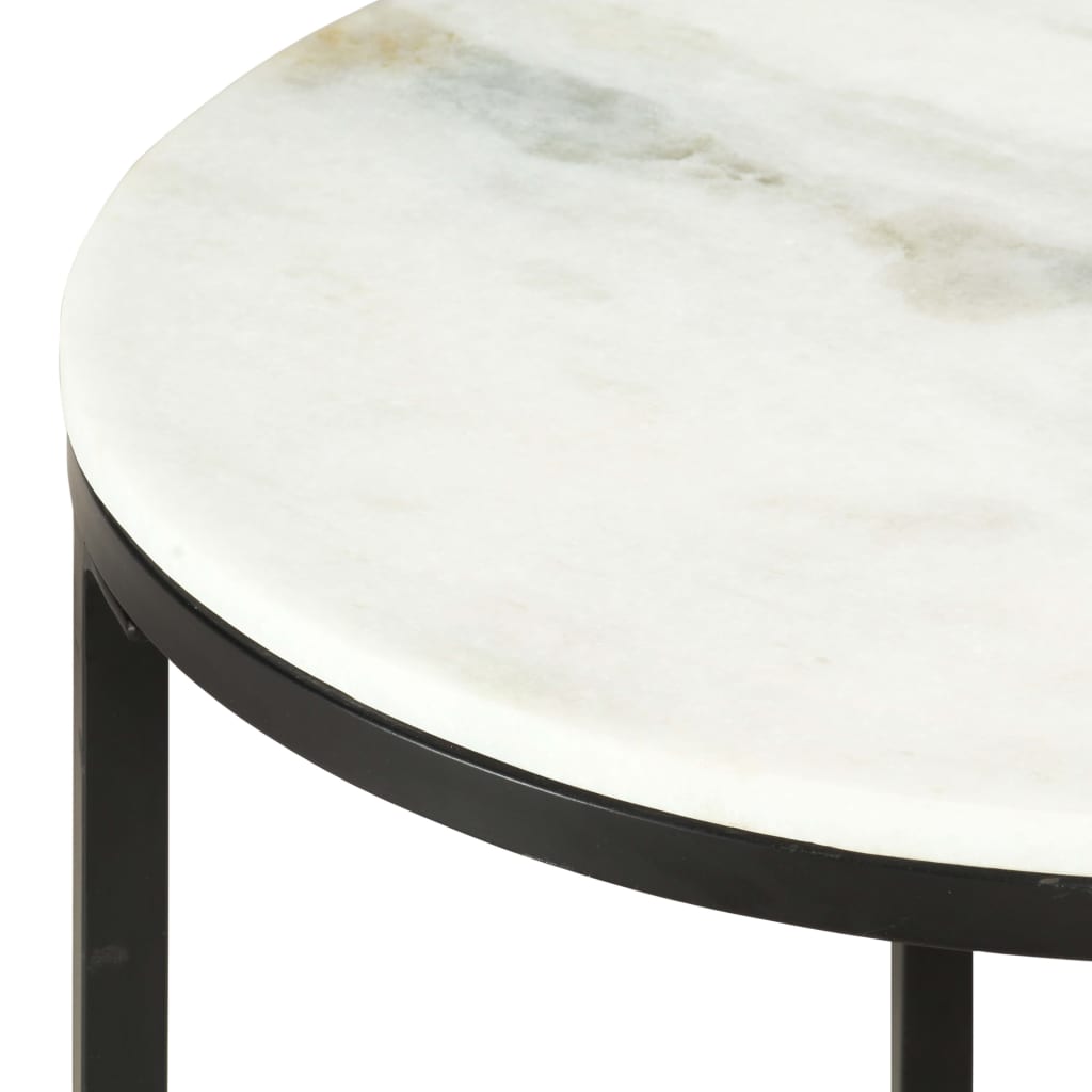 vidaXL Table basse Blanc et noir Ø65 cm Marbre solide véritable
