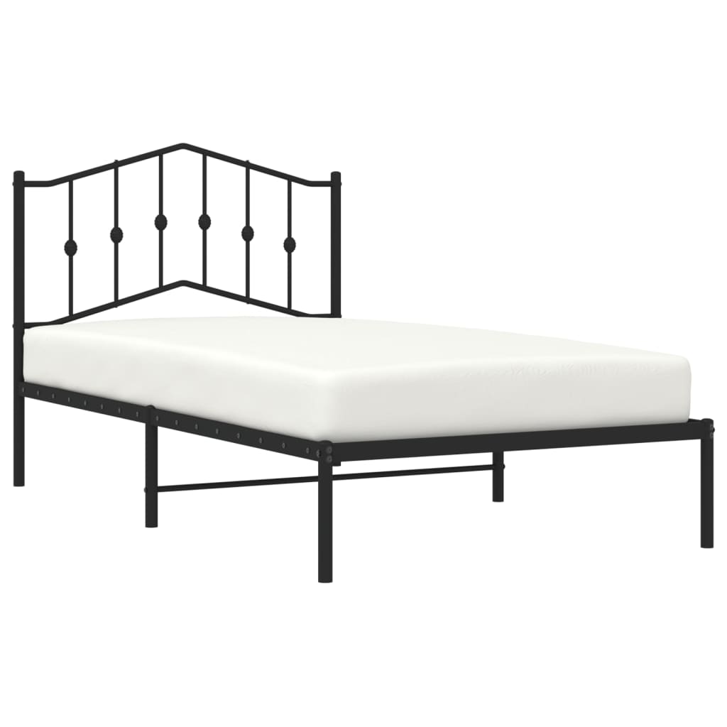 vidaXL Cadre de lit métal sans matelas avec tête de lit noir 100x190cm