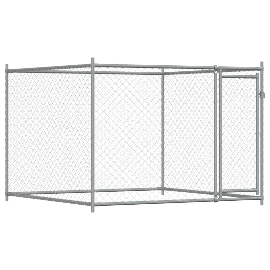 vidaXL Cage pour chien avec porte gris 4x2x1,5 m acier galvanisé