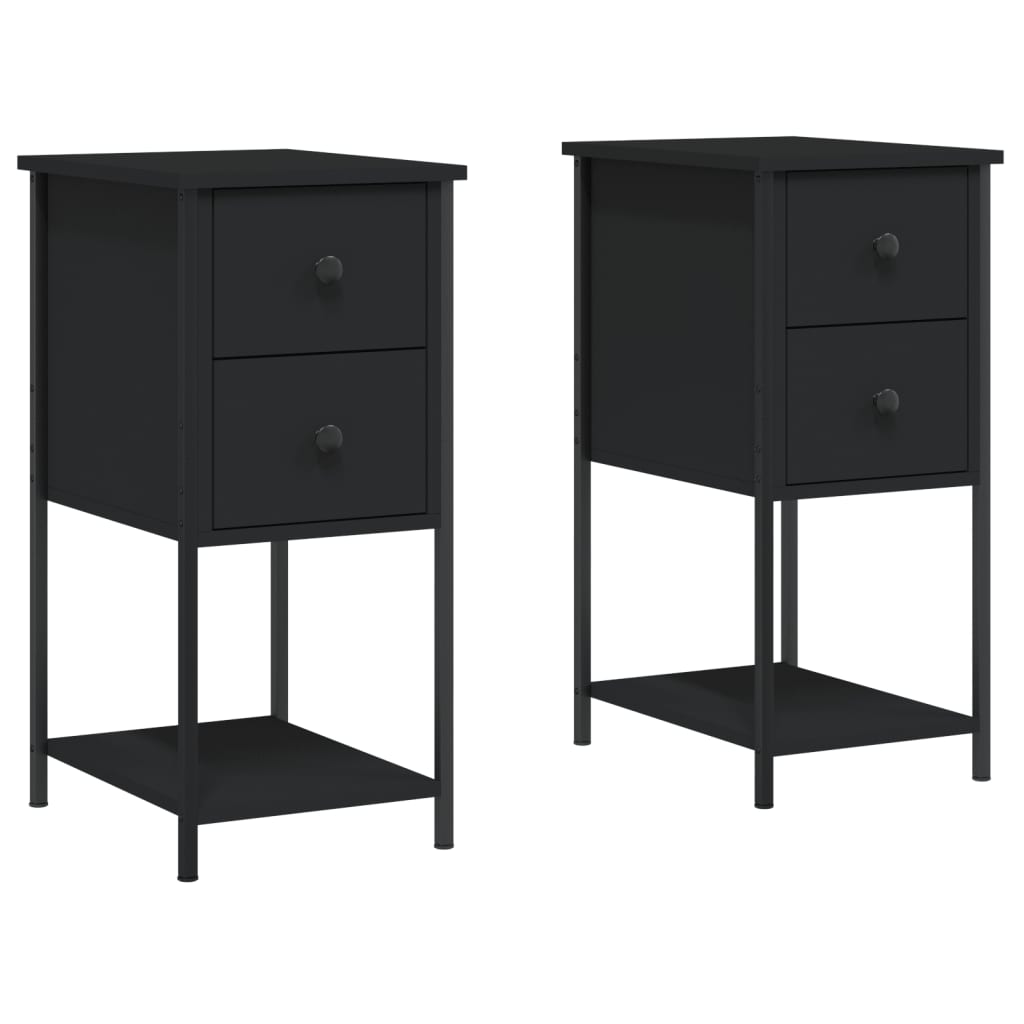 vidaXL Tables de chevet 2 pcs noir 32x42x70 cm bois d'ingénierie