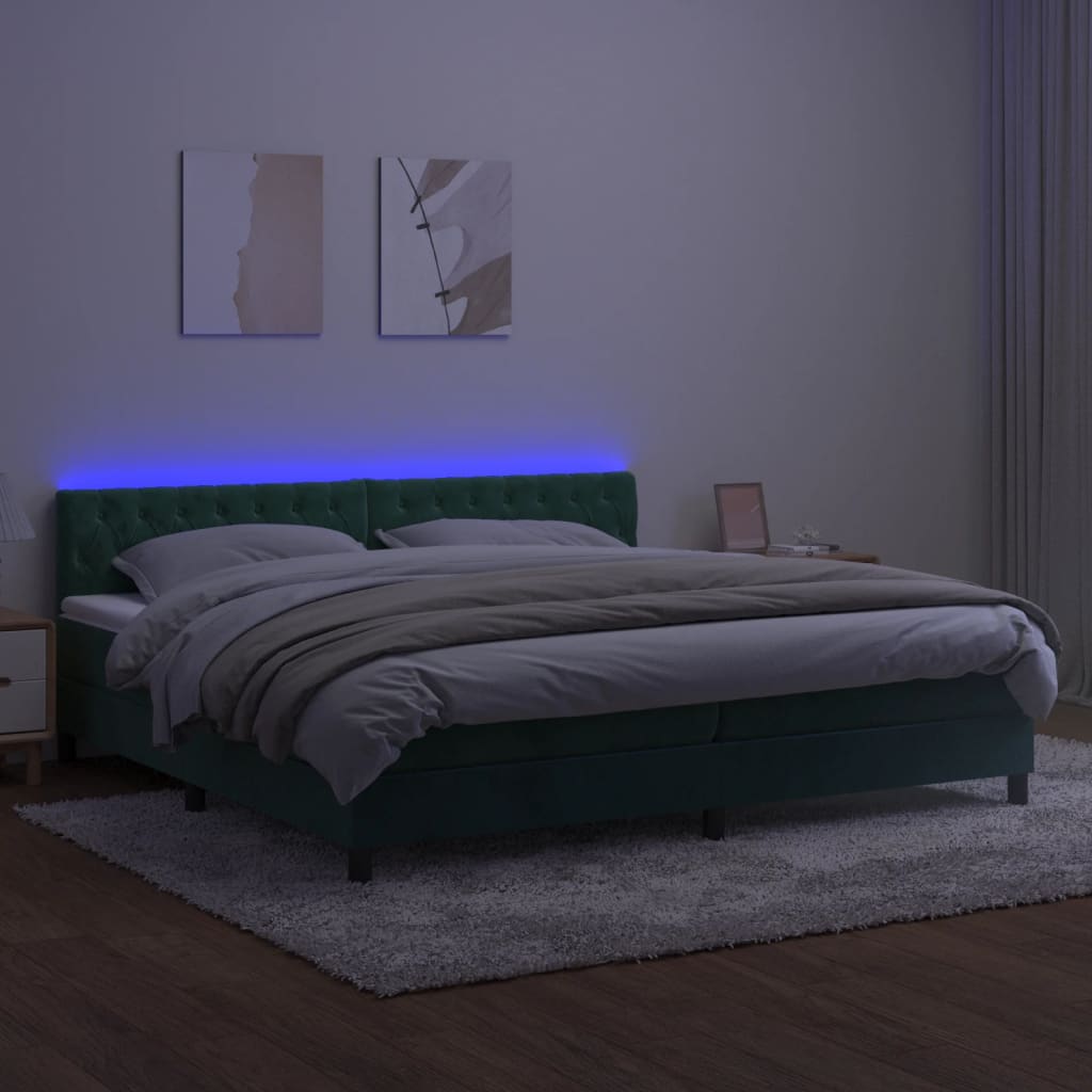vidaXL Sommier à lattes de lit avec matelas LED Vert foncé 200x200 cm