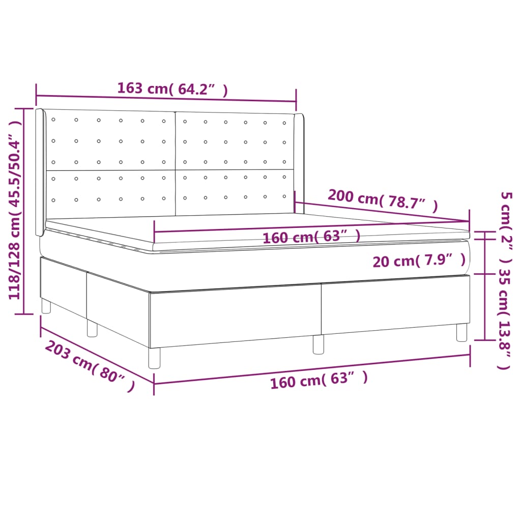 vidaXL Sommier à lattes de lit avec matelas Cappuccino 160x200 cm