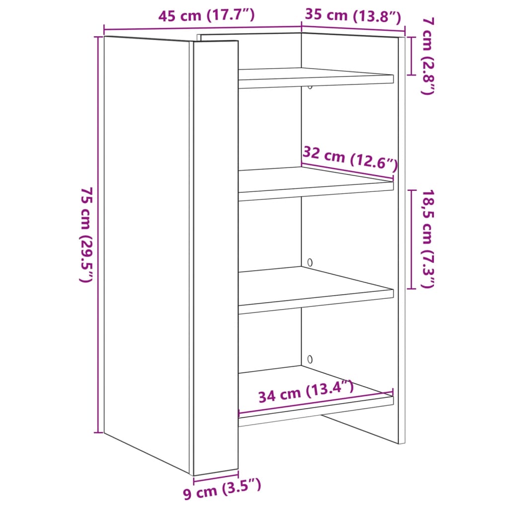 vidaXL Buffet chêne sonoma 45x35x75 cm bois d'ingénierie