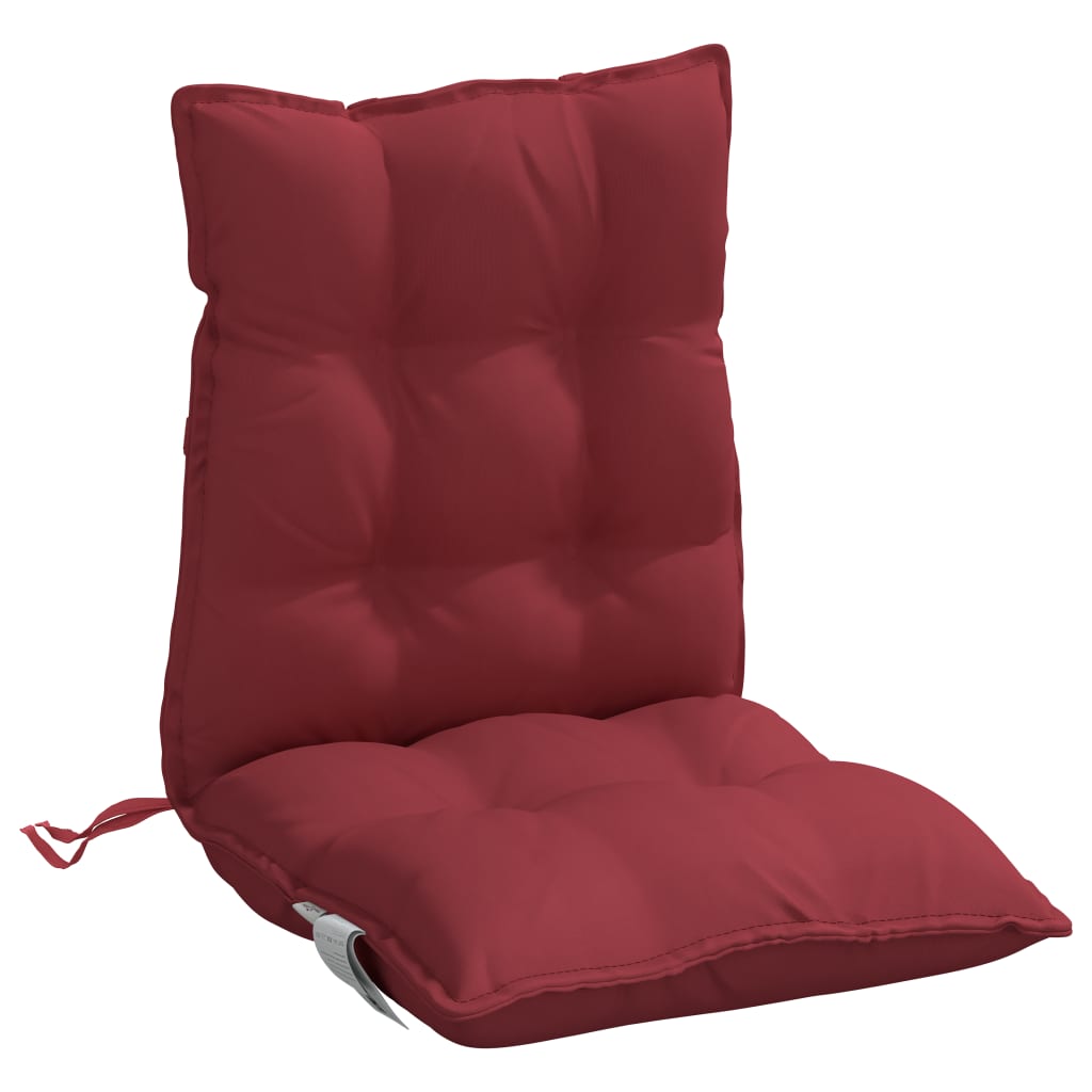 vidaXL Coussins de chaise à dossier bas lot de 2 rouge bordeaux