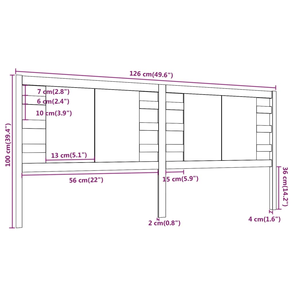 vidaXL Tête de lit Marron miel 126x4x100 cm Bois massif de pin