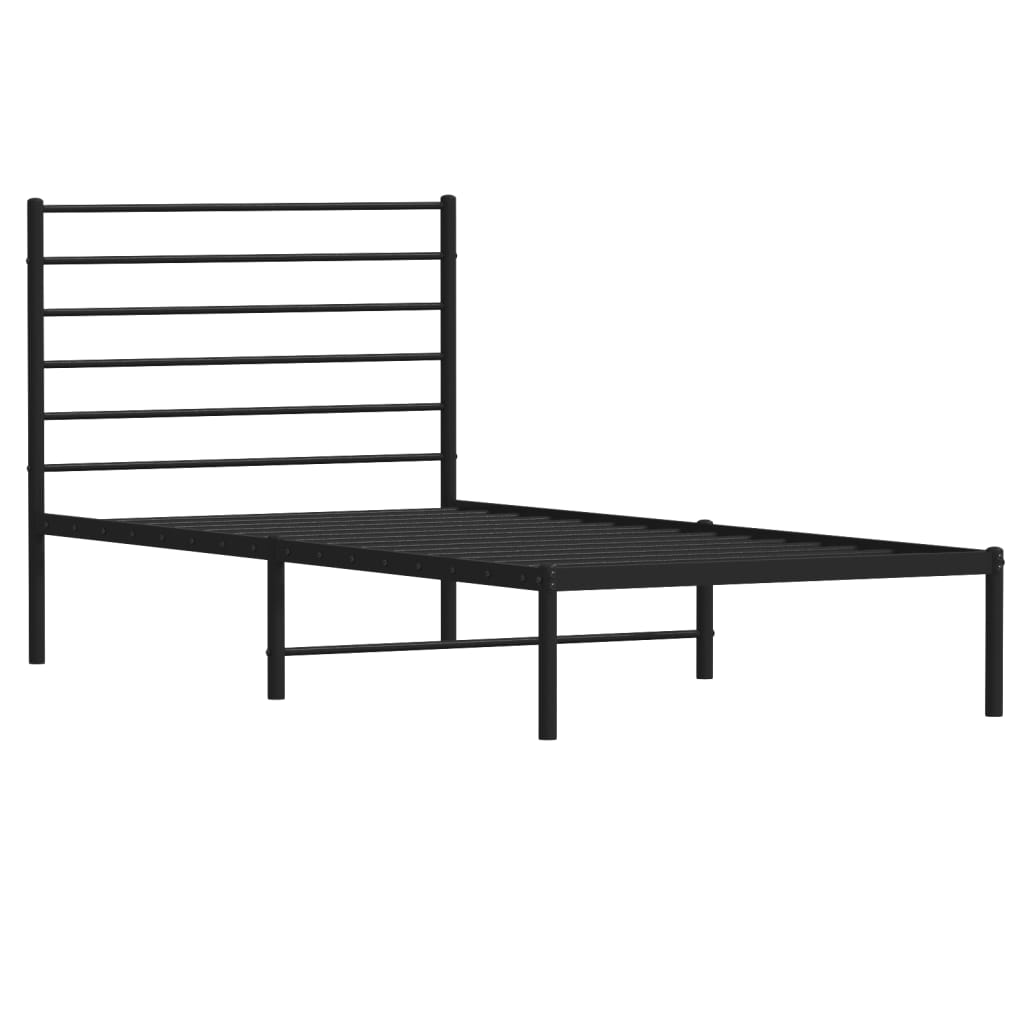 vidaXL Cadre de lit métal sans matelas avec tête de lit noir 90x190 cm